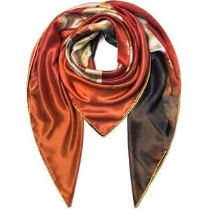 Mulberry Silk Red Scarf 43 Inch L Square Shawl Womens Oversized Headband